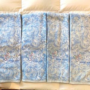 Butterfly Motif Designer Hanae Mori Japan Bath Towels - Set of 4 - Near New!